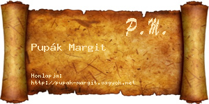 Pupák Margit névjegykártya